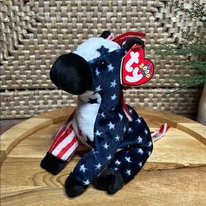 Ty Lefty 2000 Patriotic Zebra Plush with Stars and Stripes